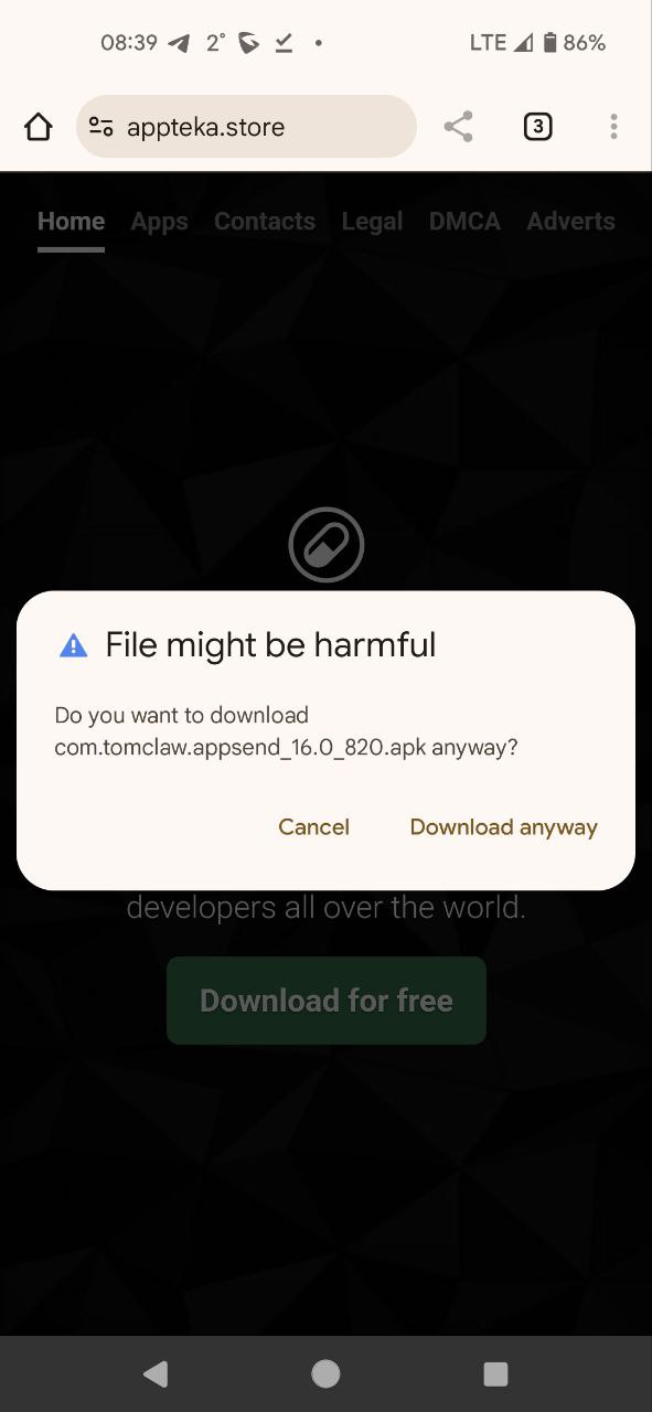 Handle "File might be harmful" notification - Step 1