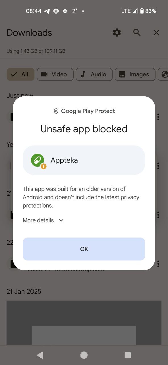 Handle "Unsafe app blocked" notification - Step 1