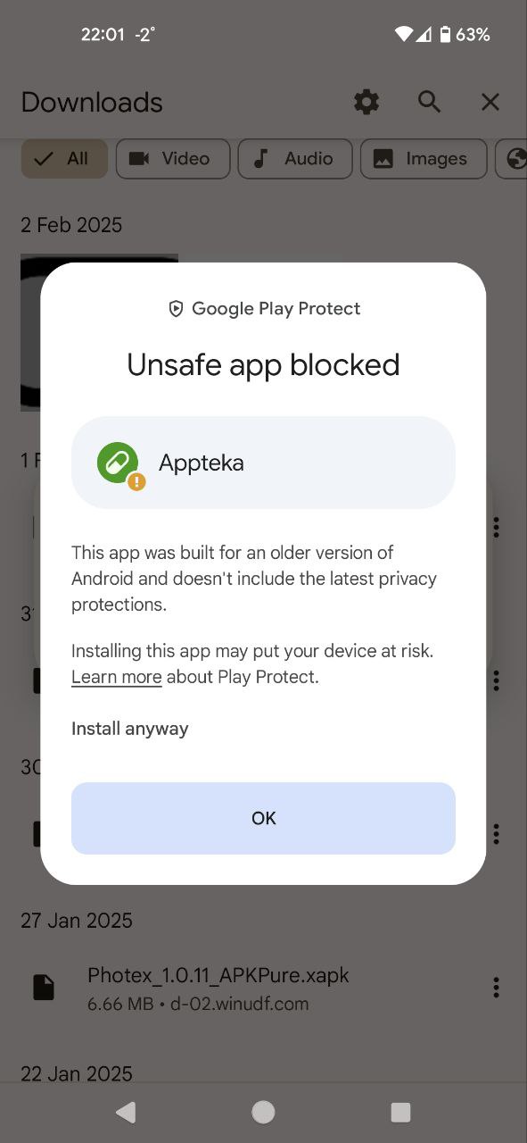 Handle "Unsafe app blocked" notification - Step 2
