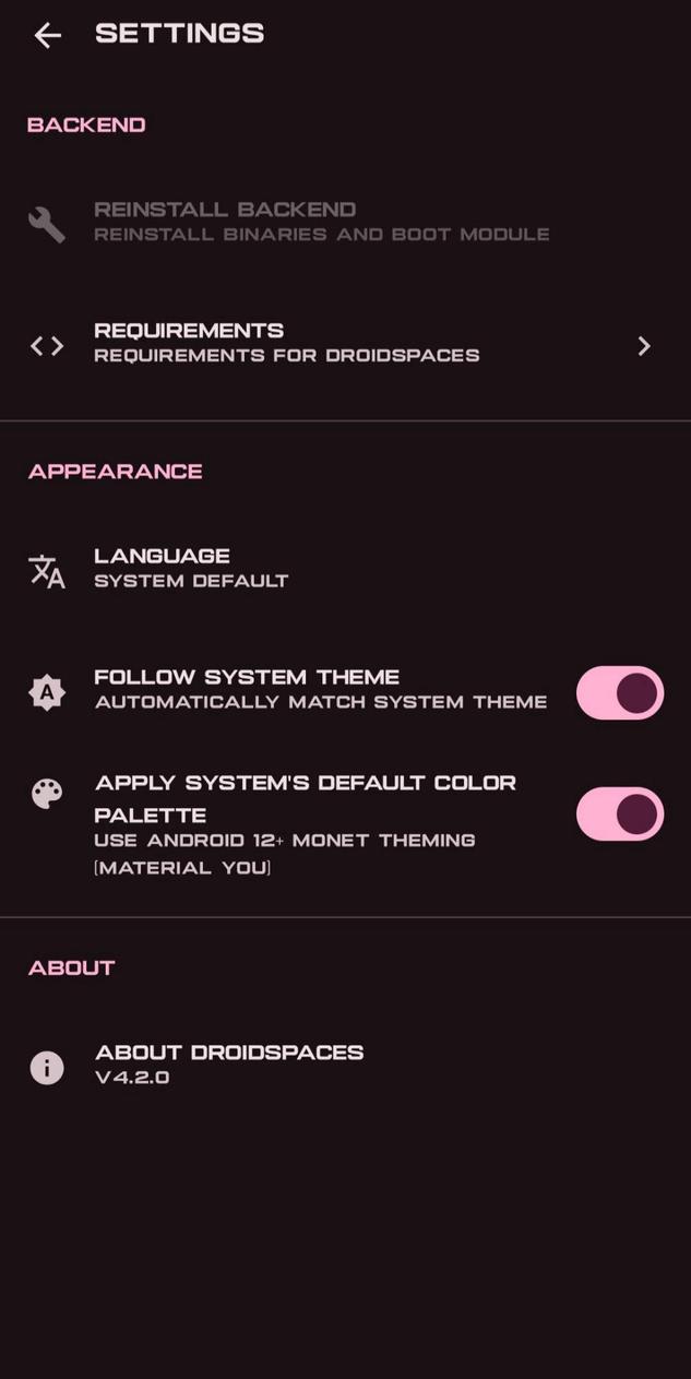 Droidspaces screenshot 2