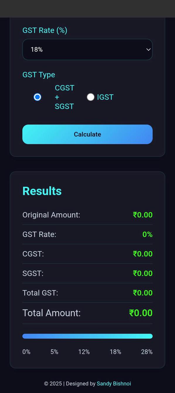 GST calculator screenshot 2