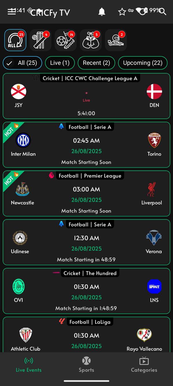 CRICFy TV screenshot 1