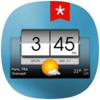 3D flip clock & weather (ad-free) icon