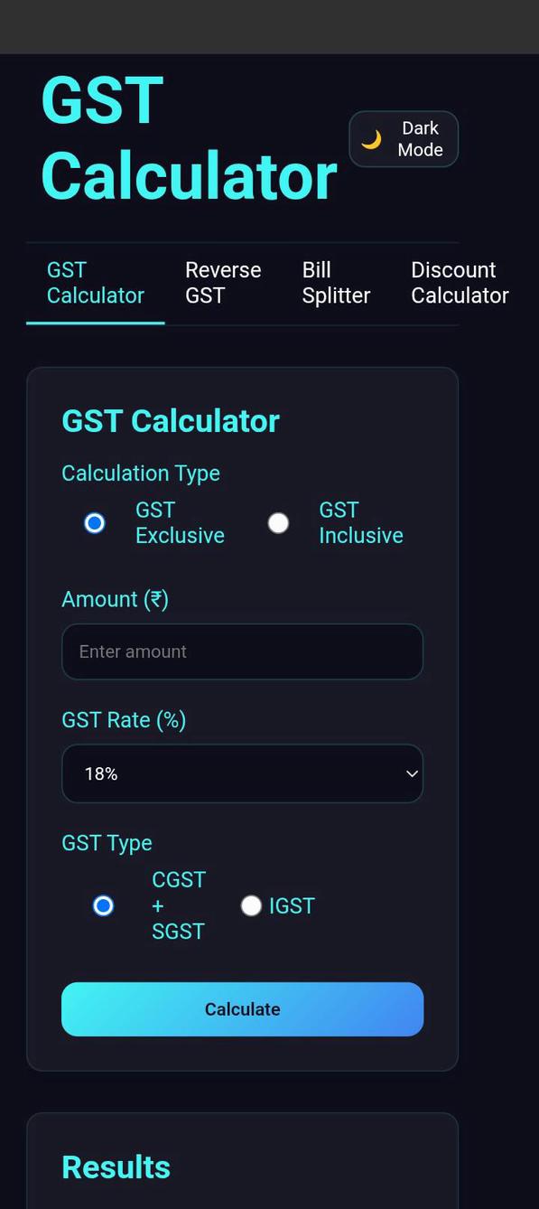 GST calculator screenshot 1
