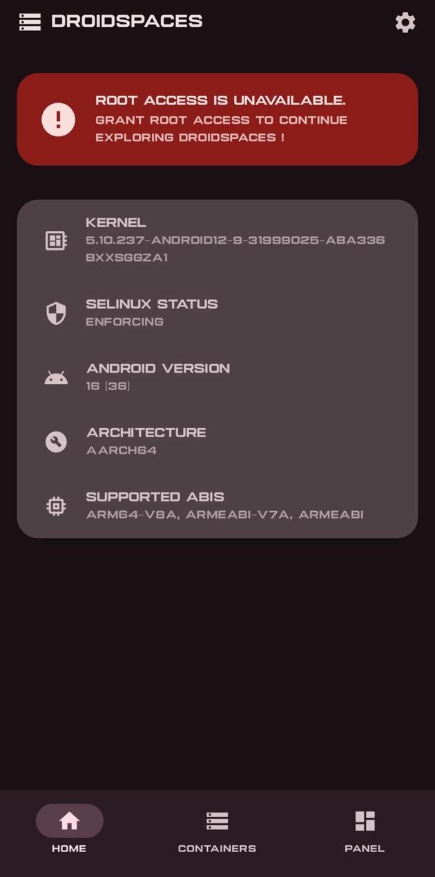 Droidspaces screenshot 1