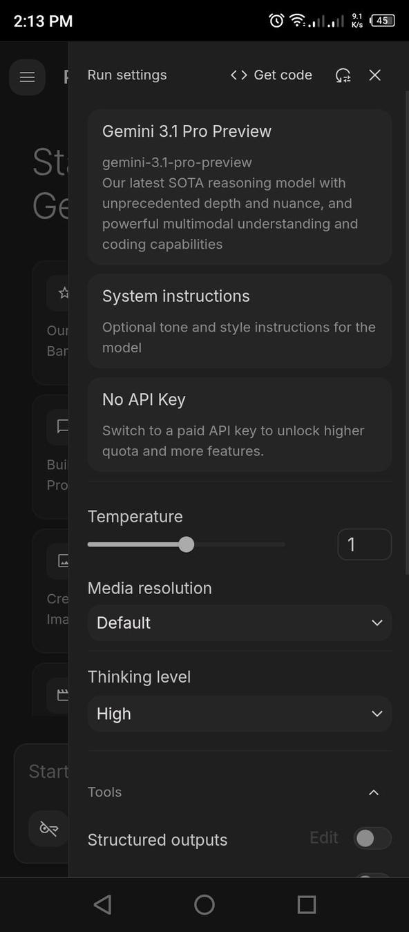 AI Studio screenshot 2